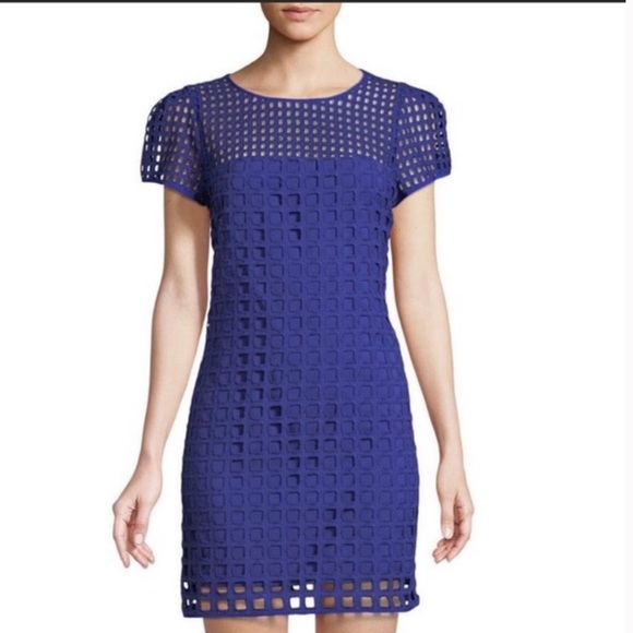 Milly Blue Chloe Illusion Net Dress - Picture 2 of 12